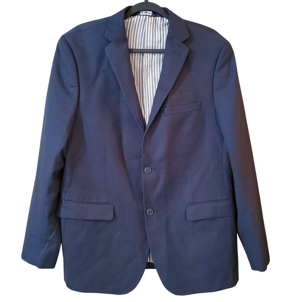 West End Mens Italian Sport Coat Jacket Size 42R 36W Navy 2-Button Media Pockets